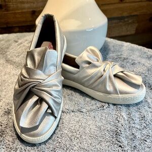 Sugar Ladies Silver Sneakers with Bow Detail